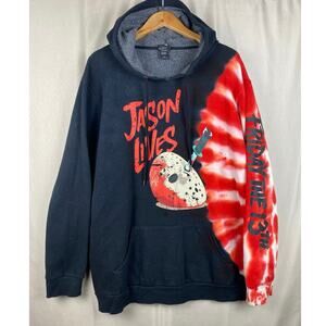 Friday The 13th Jason Lives Split Tie-Dye Hoodie Mens sz 2x 2XL Sweatshirt